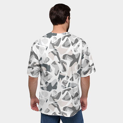 Мужская футболка оверсайз Абстрактный пятнистый узор Камуфляж зимний / 3D-принт – фото 4