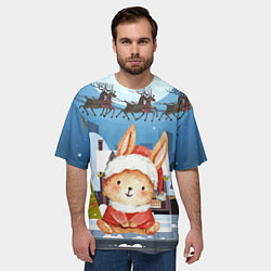 Футболка оверсайз мужская Новогодний зайчик 2023, цвет: 3D-принт — фото 2