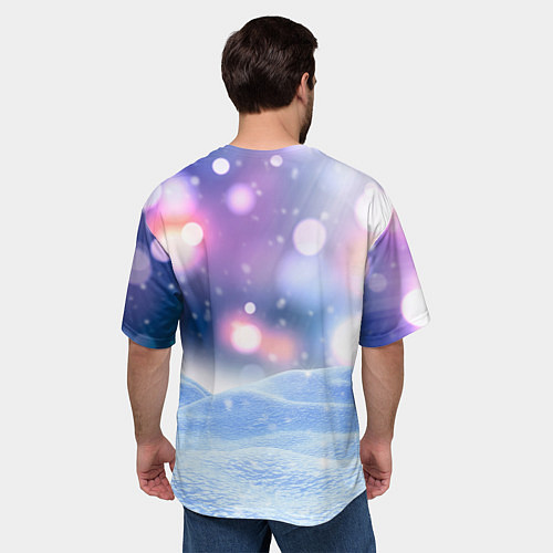 Мужская футболка оверсайз Пингвины на снегу / 3D-принт – фото 4