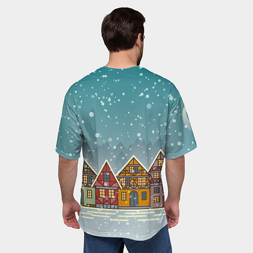 Мужская футболка оверсайз Новогодняя зайка с сердечком / 3D-принт – фото 4