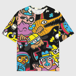 Футболка оверсайз мужская Серый волчок и монстры, цвет: 3D-принт