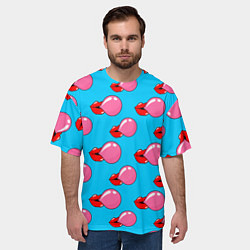 Футболка оверсайз мужская Губы с жвачкой, цвет: 3D-принт — фото 2