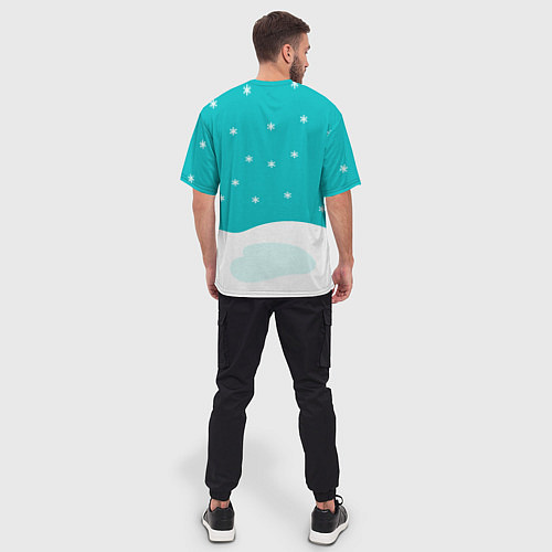 Мужская футболка оверсайз Зайка в новогоднем костюме / 3D-принт – фото 4