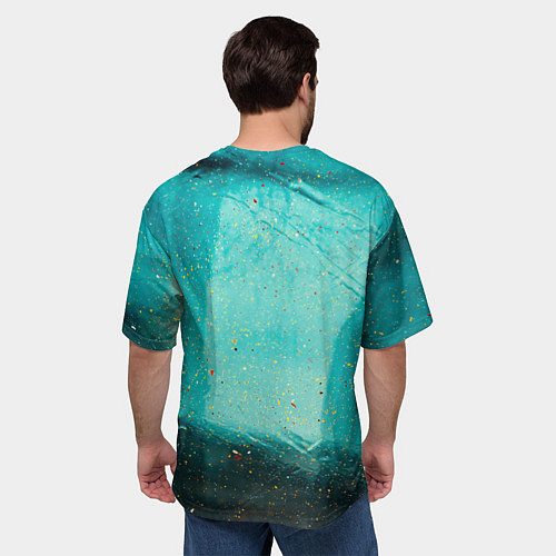 Мужская футболка оверсайз Сине-зелёный туман и мазки красок / 3D-принт – фото 4