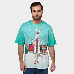 Футболка оверсайз мужская Зайчиха модница, цвет: 3D-принт — фото 2