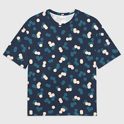 Футболка оверсайз мужская Круги белые и синие, цвет: 3D-принт