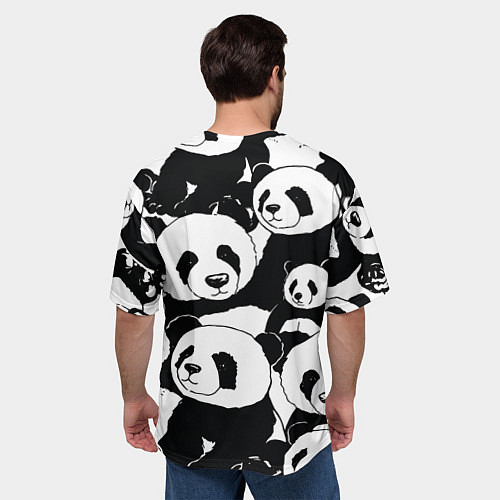 Мужская футболка оверсайз С пандами паттерн / 3D-принт – фото 4