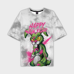Мужская футболка оверсайз Zombie rabbit Happy new year