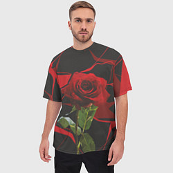 Футболка оверсайз мужская Одинокая красная роза, цвет: 3D-принт — фото 2