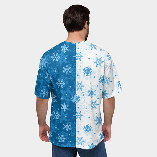 Мужская футболка оверсайз Красивые снежинки / 3D-принт – фото 4