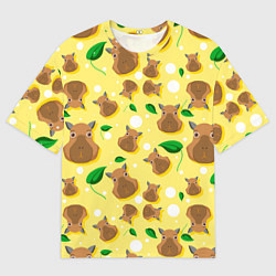 Мужская футболка оверсайз Капибара паттерн