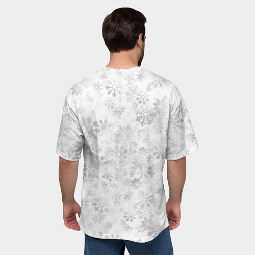 Мужская футболка оверсайз Счастливый кролик и снежинки / 3D-принт – фото 4