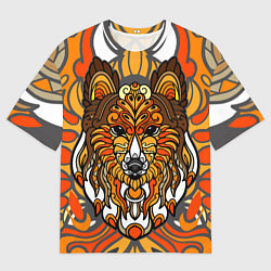 Мужская футболка оверсайз Узорчатая лиса