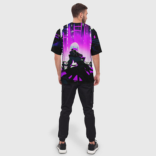 Мужская футболка оверсайз Люси нетраннер - фиолетовый / 3D-принт – фото 4