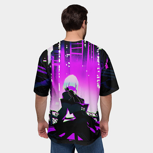 Мужская футболка оверсайз Люси нетраннер - фиолетовый / 3D-принт – фото 4