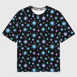 Футболка оверсайз мужская Зимние цветные звезды, цвет: 3D-принт