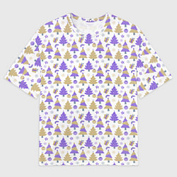 Футболка оверсайз мужская Новогодние ёлки, цвет: 3D-принт