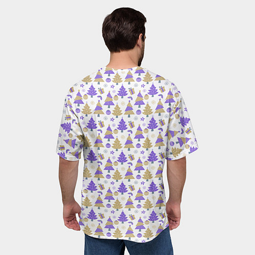 Мужская футболка оверсайз Новогодние ёлки / 3D-принт – фото 4