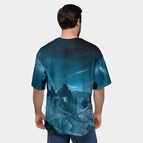 Мужская футболка оверсайз Снежные горные вершины / 3D-принт – фото 4