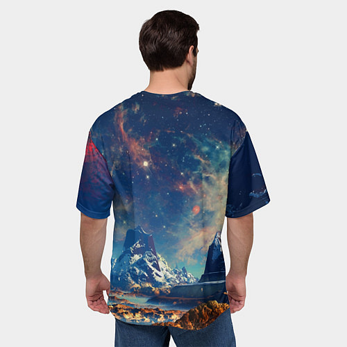 Мужская футболка оверсайз Горы и бескрайний космос / 3D-принт – фото 4