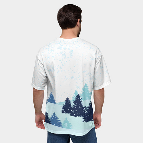 Мужская футболка оверсайз Санта на оленях / 3D-принт – фото 4