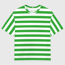 Футболка оверсайз мужская Зеленый полосатый новогодний леденец, цвет: 3D-принт