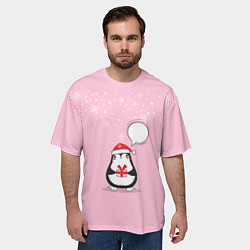 Футболка оверсайз мужская New year pinguin, цвет: 3D-принт — фото 2
