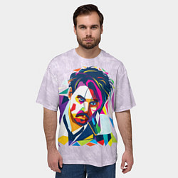 Футболка оверсайз мужская Геометрический портрет Джонни Деппа, цвет: 3D-принт — фото 2