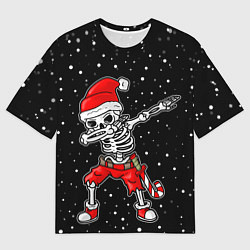 Футболка оверсайз мужская Dab новогодний скелет, цвет: 3D-принт