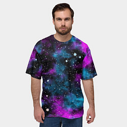 Футболка оверсайз мужская Галактика сиреневая, цвет: 3D-принт — фото 2