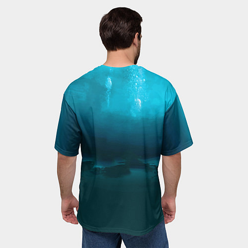 Мужская футболка оверсайз Аквалангист-тракторист на дне океана / 3D-принт – фото 4