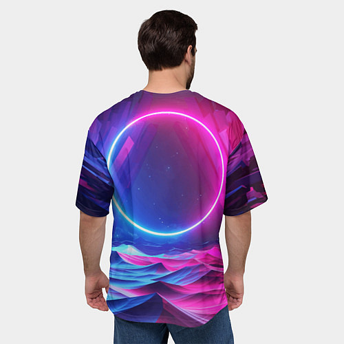 Мужская футболка оверсайз Круг и разноцветные кристаллы - vaporwave / 3D-принт – фото 4