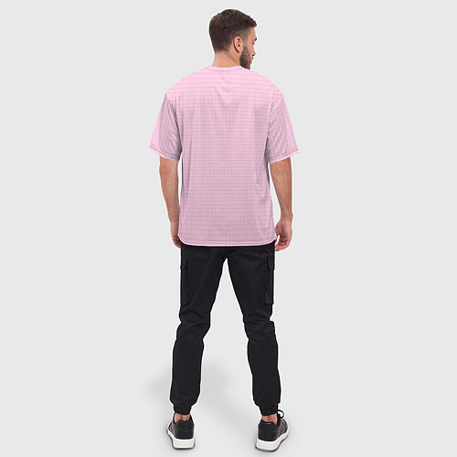 Мужская футболка оверсайз Барби - логотип на клетчатом фоне / 3D-принт – фото 4