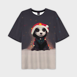 Футболка оверсайз мужская Пёсель - панда в колпаке, цвет: 3D-принт