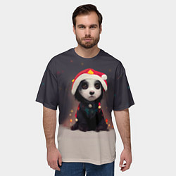 Футболка оверсайз мужская Пёсель - панда в колпаке, цвет: 3D-принт — фото 2
