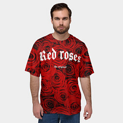 Футболка оверсайз мужская Красный розы, цвет: 3D-принт — фото 2