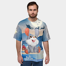 Футболка оверсайз мужская Зайчонок смотрит вверх, цвет: 3D-принт — фото 2