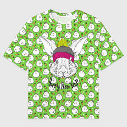 Мужская футболка оверсайз Кролик happy new year