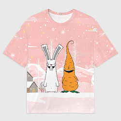 Футболка оверсайз мужская Заяц и морковь, цвет: 3D-принт