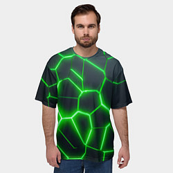 Футболка оверсайз мужская Зелёные неоновые плиты, цвет: 3D-принт — фото 2