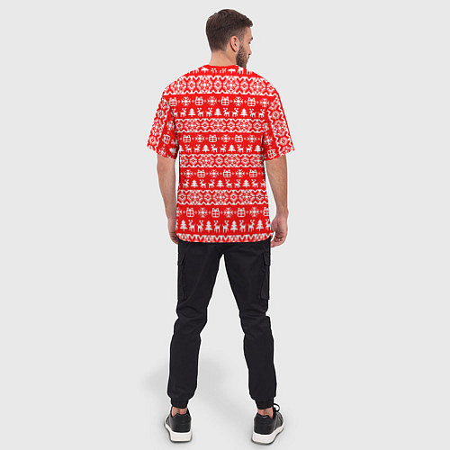 Мужская футболка оверсайз New Years winter pattern / 3D-принт – фото 4