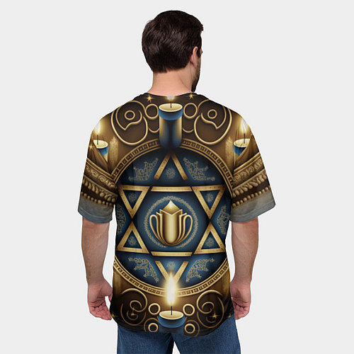 Мужская футболка оверсайз Ханука праздник огней / 3D-принт – фото 4