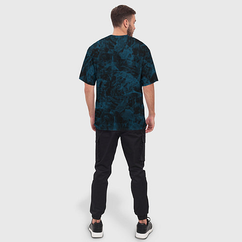 Мужская футболка оверсайз Синий и черный мраморный узор / 3D-принт – фото 4