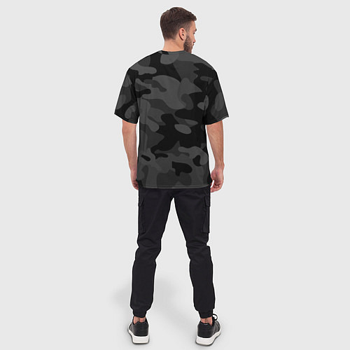 Мужская футболка оверсайз Черный ночной камуфляж / 3D-принт – фото 4