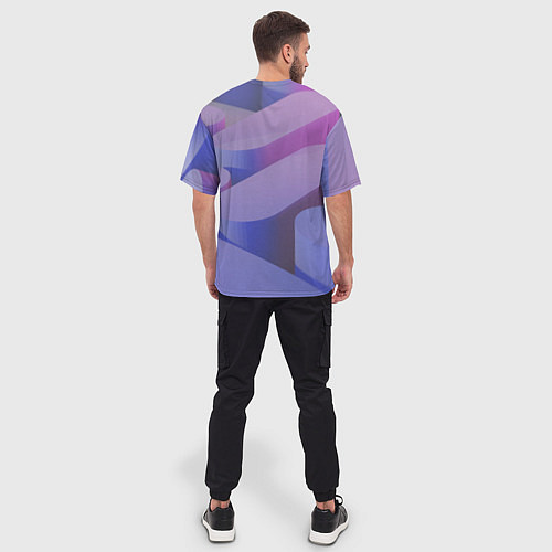 Мужская футболка оверсайз Абстрактные фиолетовые прямоугольники со скругленн / 3D-принт – фото 4