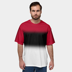 Футболка оверсайз мужская Размытый полосатый узор черный красный белый, цвет: 3D-принт — фото 2