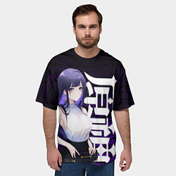 Футболка оверсайз мужская Геншин импакт: Райдэн в современности, цвет: 3D-принт — фото 2