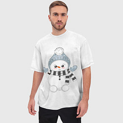 Футболка оверсайз мужская Милый снеговик и снежинки, цвет: 3D-принт — фото 2
