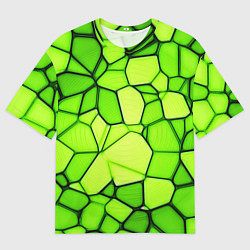 Футболка оверсайз мужская Неоновые салатовые осколки, цвет: 3D-принт