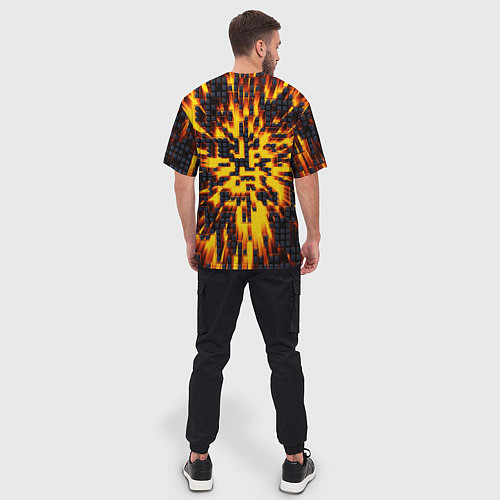 Мужская футболка оверсайз Неоновый взрыв - яркое свечение / 3D-принт – фото 4